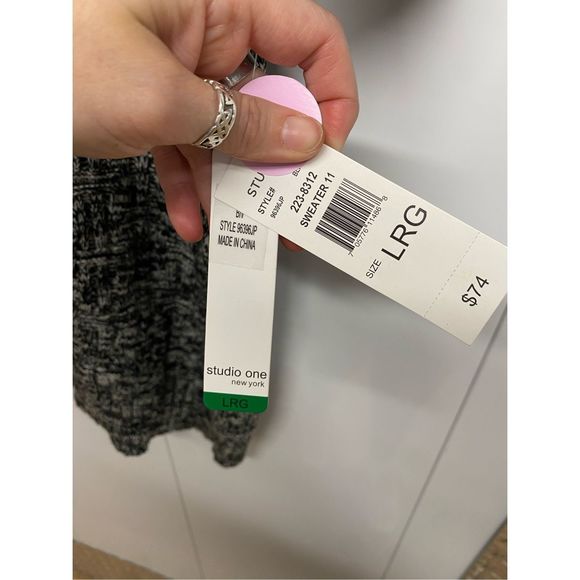 Studio One New York NWT Gray Flecked Sweater Dress Cowl Neck, Size Large, MP $74 - Picture 5 of 11